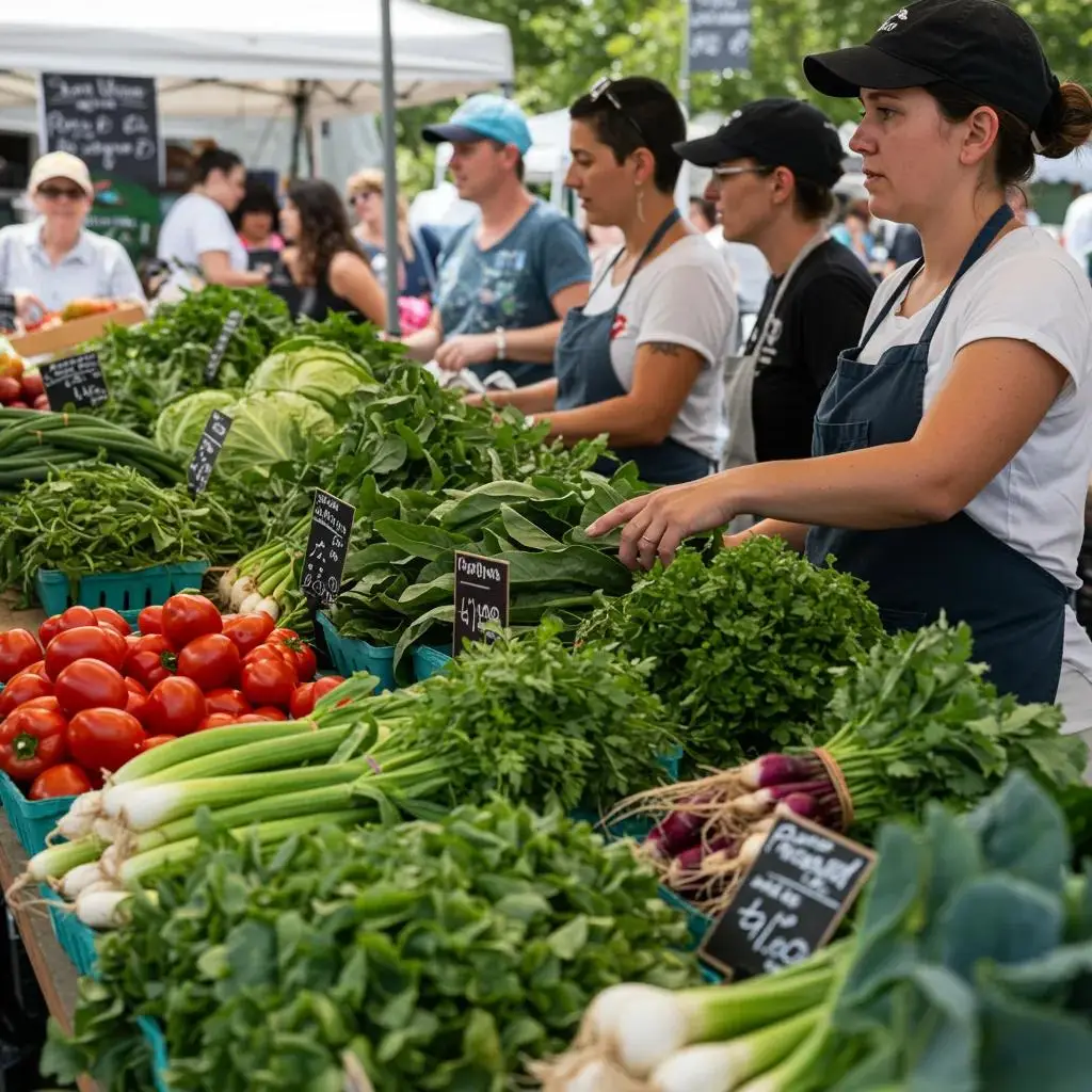 Fresh seasonal produce at a local farmer's market highlighting community sourcing