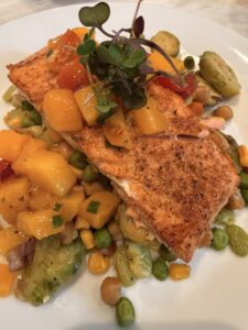Salmon with a mango salsa How to Hire a Private Chef